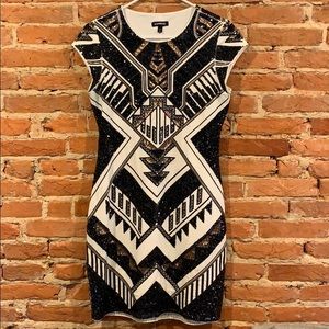 Sequin Embellished Cap Sleeve Mini Bodycon Dress